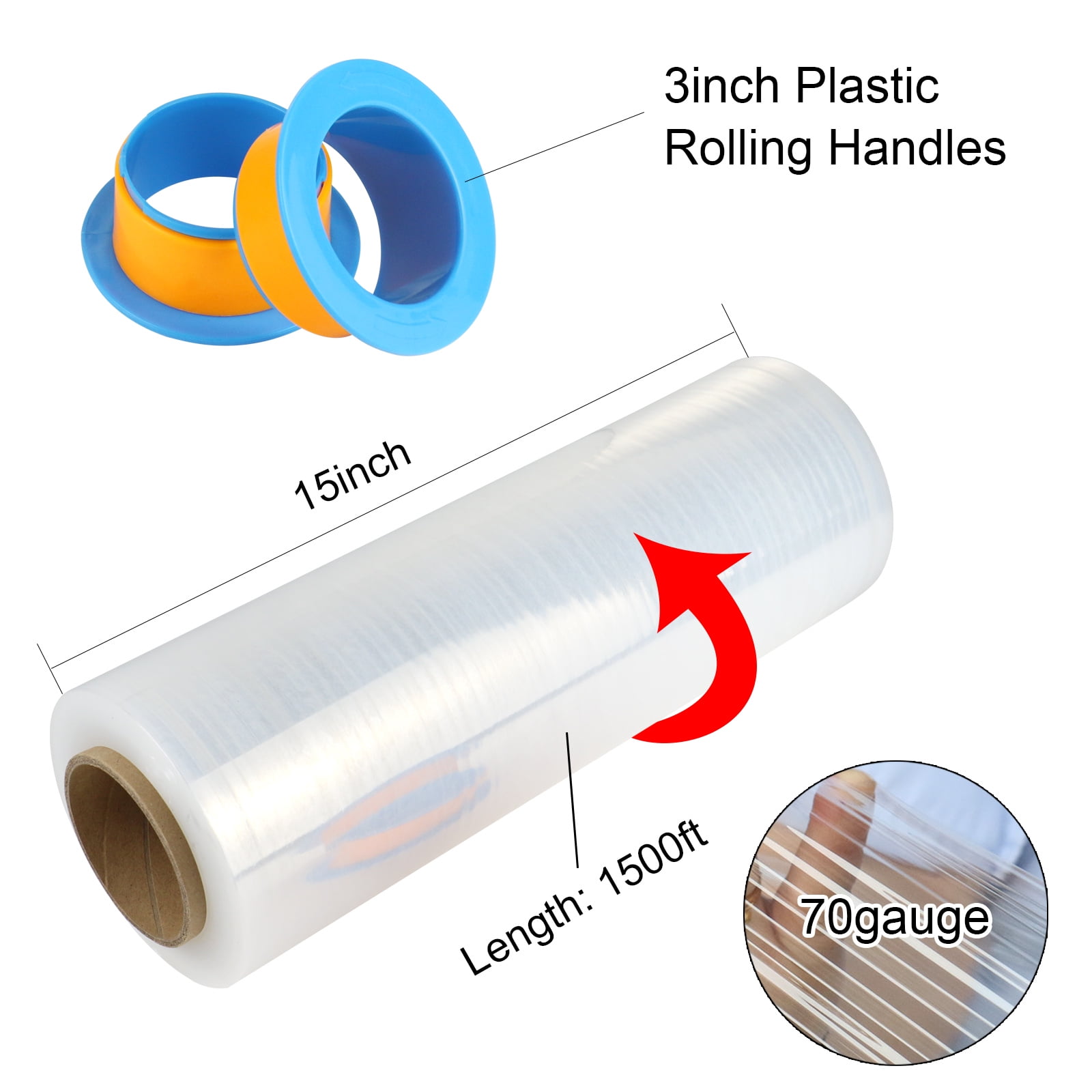 Buy BOMEI PACK 2 Pack 15inch 1500Ft 70Gauge Industrial Clear Stretch