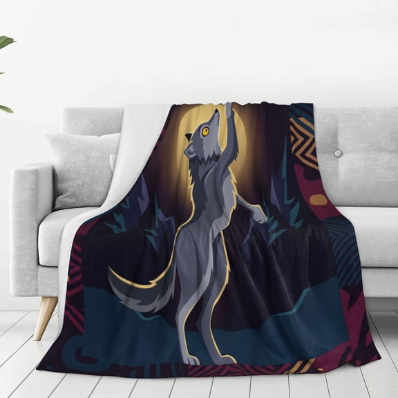 Wolf Blanket, Soft Fuzzy Flannel Fleece Throw, Lightweight All Season Bedding, Artistic Gift for Sofa Bed 50x40