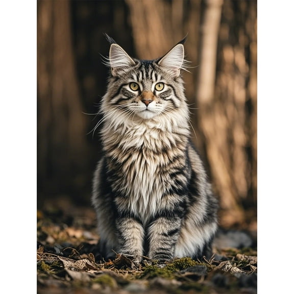 Maine Coon Cat Canvas Wall Art Framed Canvas Poster Prints Paintings Wall Art for Bedroom Bathroom Living Room Office Dining Room Restaurant Hotel Home Wall Decor 12x16 Inch