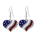 thumbnail image 1 of American Flag Earrings Tarnish Resistant Crystal U.S.A. Patriotic Heart Flag Dangle Drop Jewelry J-402, 1 of 2