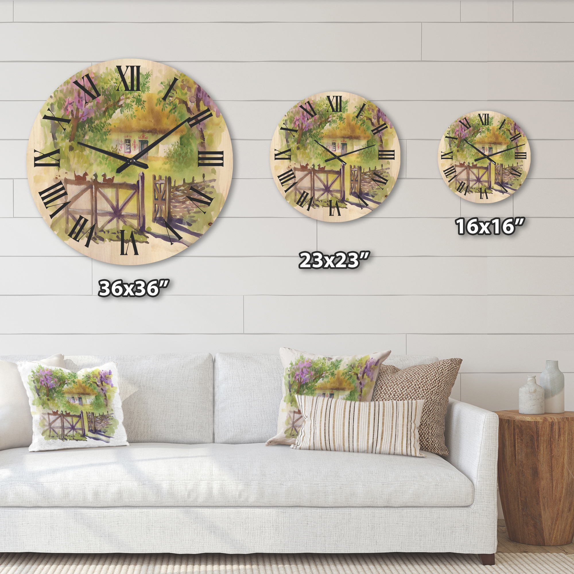 Designart 'Impression of Rustic Cottage In The Woods' Traditional Wood Wall Clock