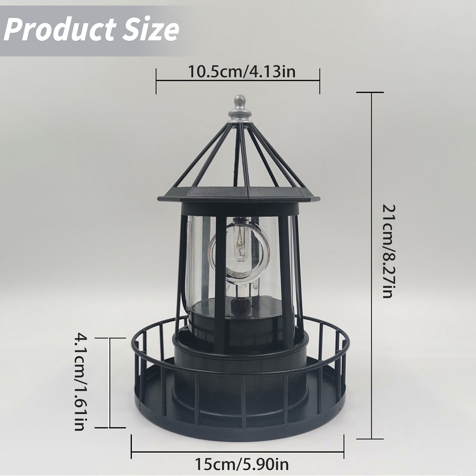 Solar Lighthouse, Rotating Outdoor Waterproof Light Beacons, 360 Degree Rotating Lamp Beacons for Lawn/Patio/Pond Decor, Red