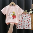 thumbnail image 2 of TAIAOJING Toddler Baby Girl Outfit Summer New Cute Cartoon Pattern Short Sleeved T Shirt Casual Shorts Girls Suit Two Piece Set, 2 of 5