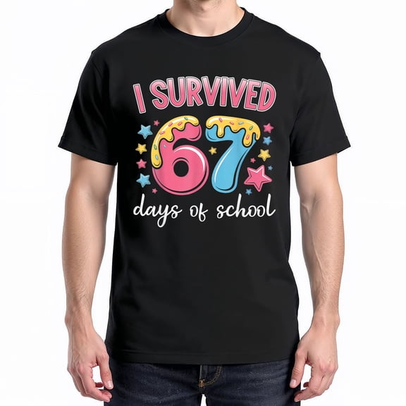 I Survived 67 Days Of School T-Shirt – School Humor Meme – Students and Teachers Fun Wear