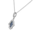 thumbnail image 2 of 925 Sterling Silver Hamsa White Blue CZ Pendant Necklace, 2 of 4