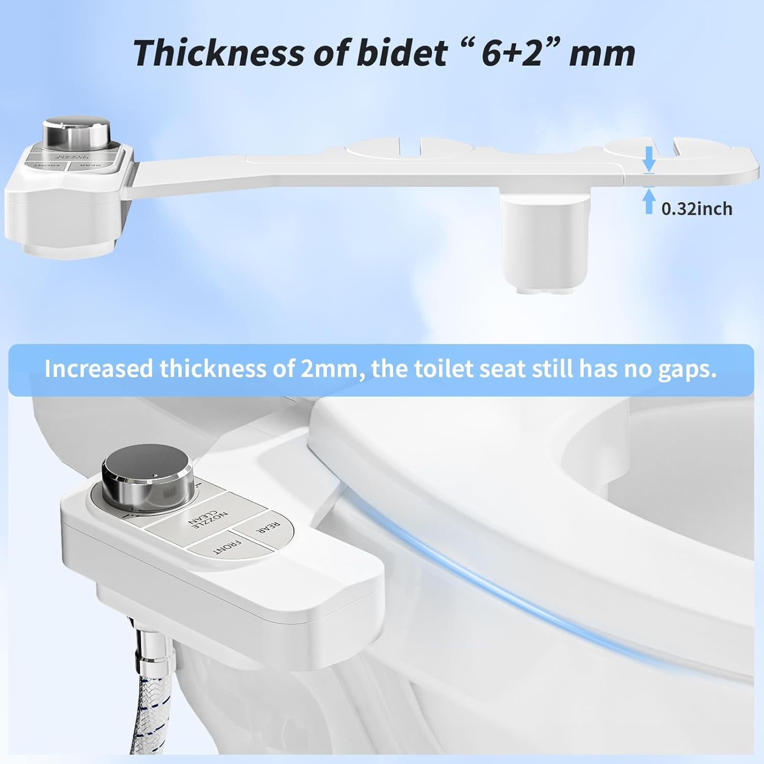 SAMODRA Non-Electric Bidet - Self Cleaning Dual Nozzle (Frontal and Rear Wash) Fresh Water Bidet Toilet Seat Attachment with Independent Adjustable Water Pressure