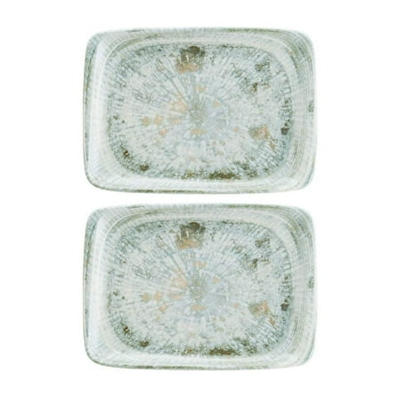 Odette 9" x 6" Rectangular Decorated Vitrified Plate (Set of 2)