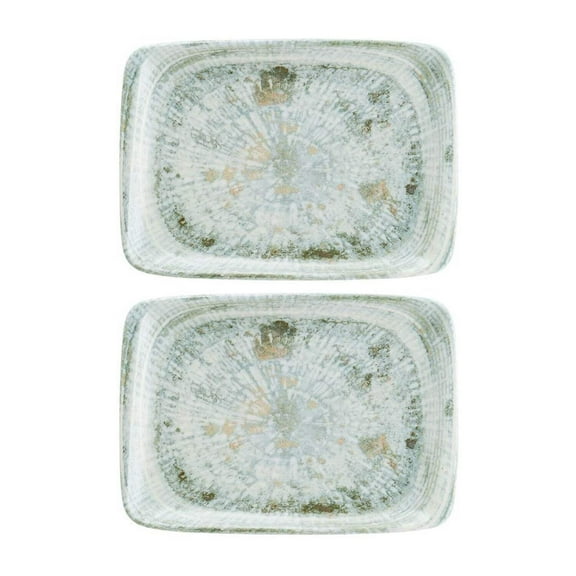 Odette 9" x 6" Rectangular Decorated Vitrified Plate (Set of 2)