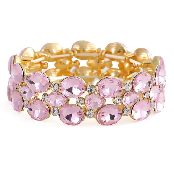 Lureme Bright Shinny Pink Stones Stretch Elastic Bangle Bracelets for Women Party Proms(bl003602)