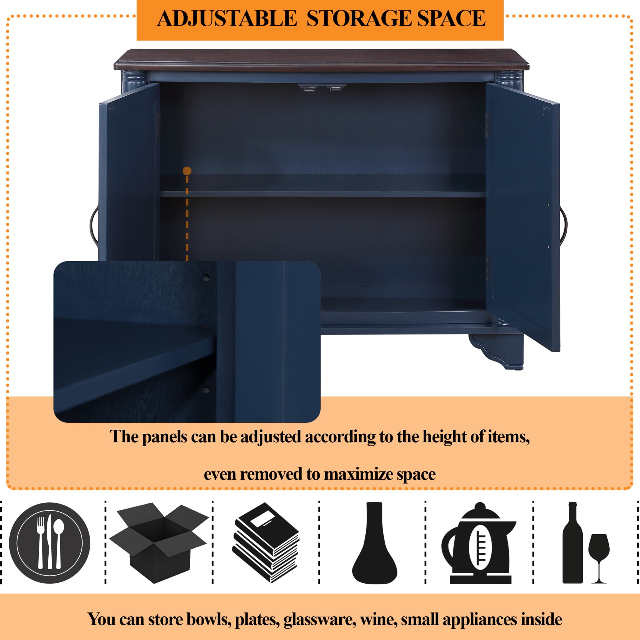 Noble House Jemima 40" Console Table, Pine Wood Frame with Storage Shelf for Hallway or Sofa Table, Navy Blue