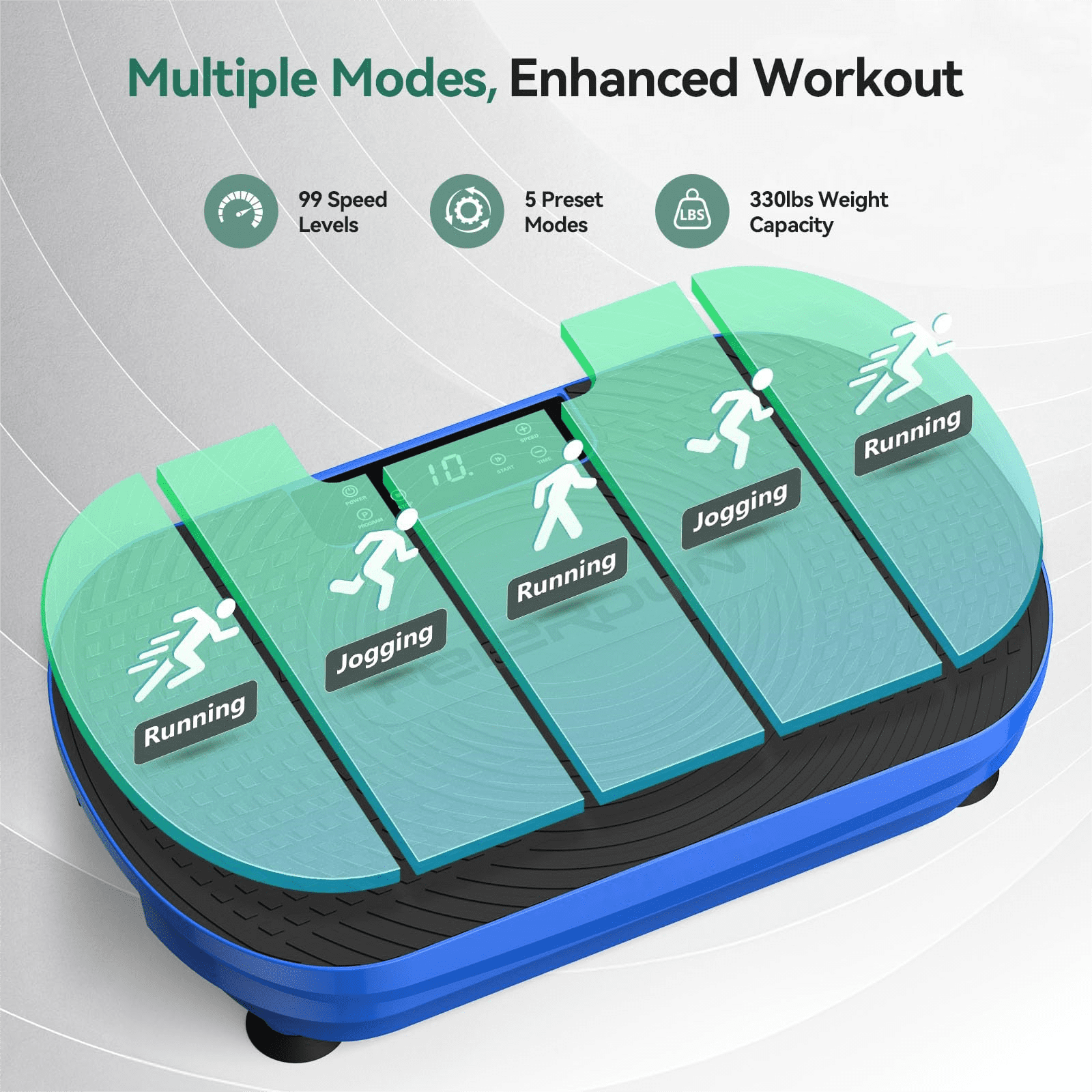 UPGO Vibration Plate Exercise Machine, Lymphatic Drainage Machine, Whole Body Workout Vibration Platform w/ 2 Resistance Bands for Weight Loss, Toning & Wellness-Blue