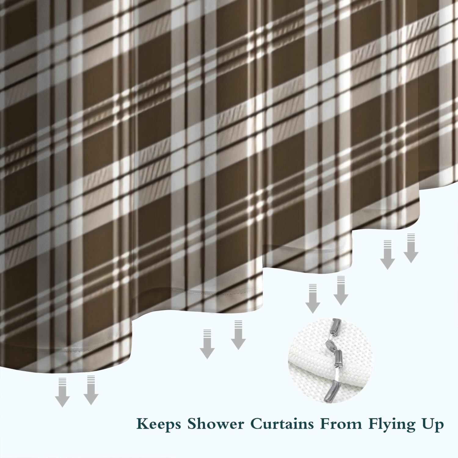 Brown and White Checkerboard Checkered Pattern Shower Curtain 84"x72" ,Bathroom Decorative Shower Curtains Set with 12 Hooks,Modern Waterproof Washable Shower Curtain