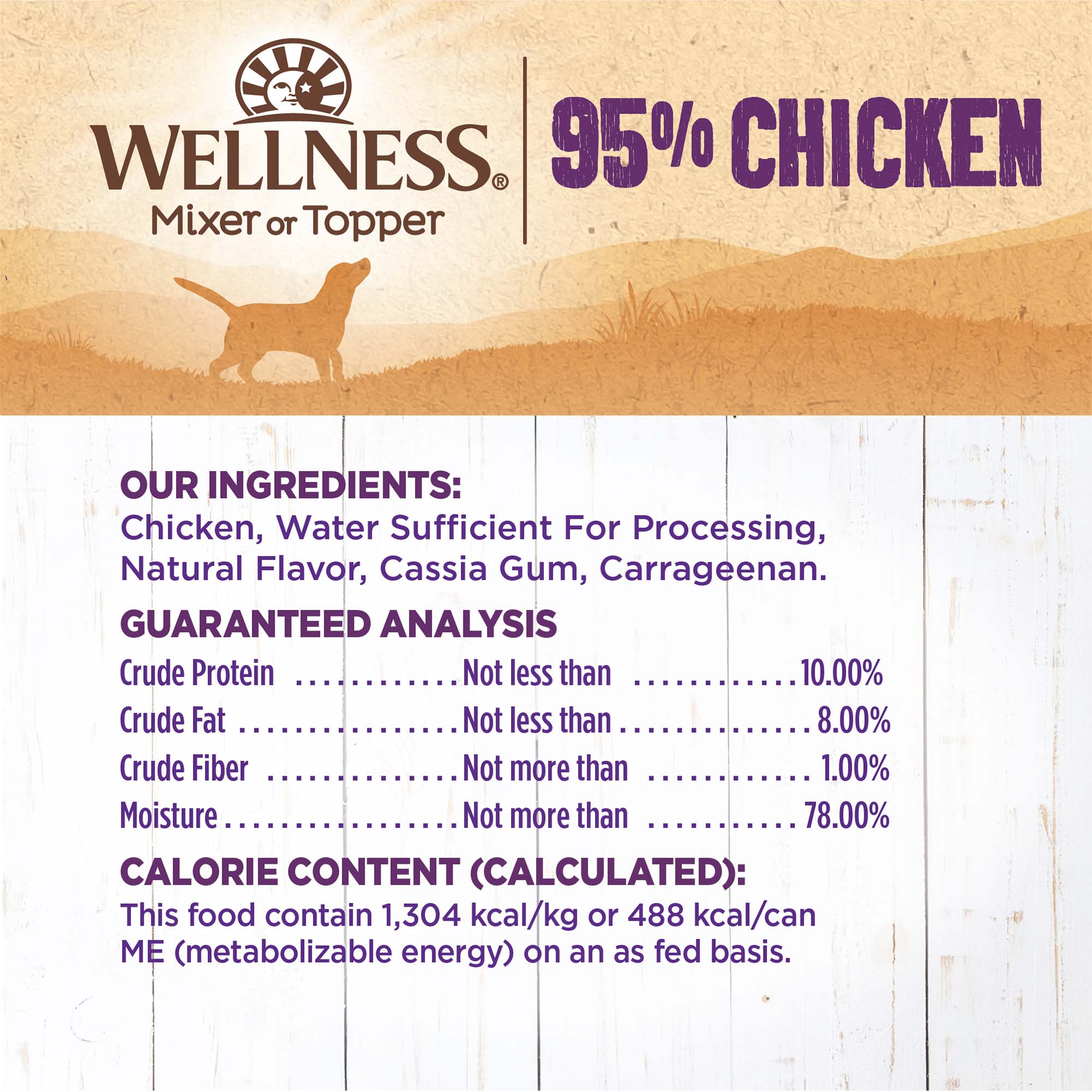 Wellness 95% Chicken Natural Wet Grain Free Canned Dog Food, 13.2-Ounce Can (Pack of 12) - image 5 of 7