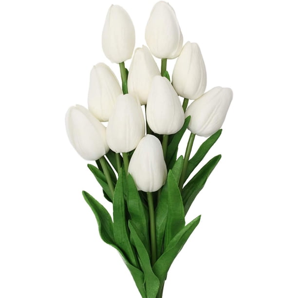 10 piezas de tulipanes artificiales de tacto real, arreglos florales de flores falsas para la decoración del centro de mesa del hogar de la boda, tulipanes artificiales falsos para la