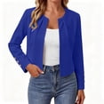 thumbnail image 5 of Edvintorg Blazers for Women Long Sleeve Notch Lapel Dressy Casual Open Front Cropped Suit Jackets Women Clothes Blue XL, 5 of 6