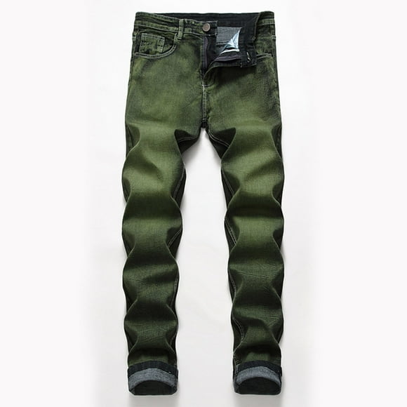 LOVZFMLL Jeans pour Hommes Nouvelle Mode avec Poches Bouton Fermeture Éclair Personnalité Jeans Tendance