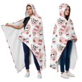 thumbnail image 2 of Wearable Blanket,White Cow Milk Strawberry Pattern Hooded Wearable Flannel Blanket for Adults & Teens with Buckle,Winter Poncho Shawl Wrap Cape,50"x60", 2 of 5