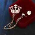 thumbnail image 5 of K-KED Suit Shirt Collar Fashion Tassel Brooch For Men Rhinestone Crown Chain Lapel Pin-Silver, 5 of 9