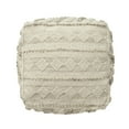 thumbnail image 3 of Ox Bay Seraphina Striped Handmade Wool Medium Square Pouf Ottoman, Taupe/Ivory, 18" x 18" x 14", 3 of 6