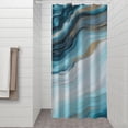 thumbnail image 2 of Blue Gold Marble Pattern Shower Curtain 36"x72" ,Bathroom Decorative Shower Curtains Set with 12 Hooks,Modern Waterproof Washable Shower Curtain, 2 of 6
