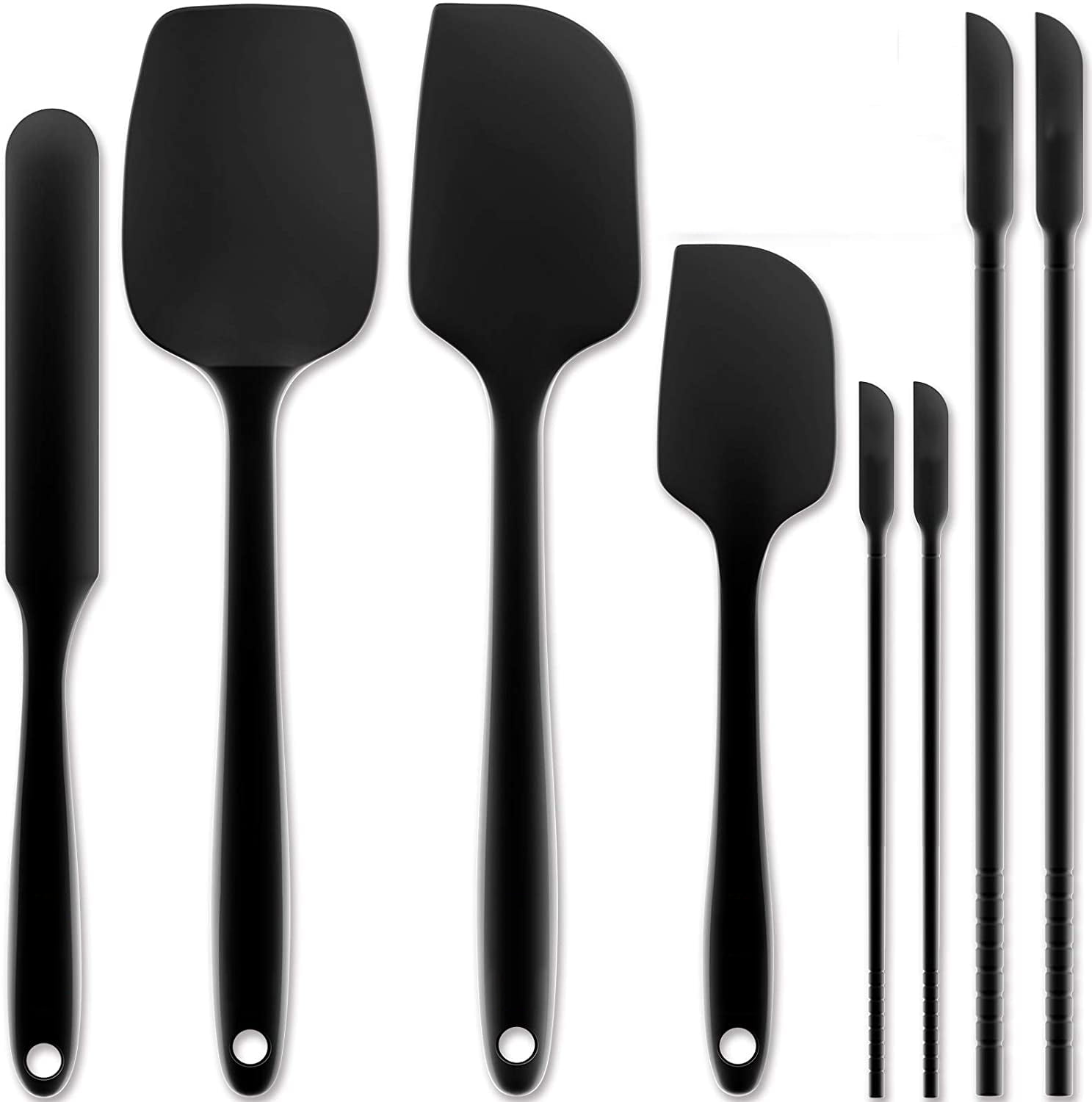 Silicone Spatula Set Kitchenware Utensils 5 Pieces Non-Stick Rubber Spatula Set Heat-Resistant Stainless Steel Core Spatulas Pastry Brushes and Egg Beater for Kitchen Cooking Mixing Baking