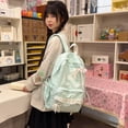 thumbnail image 4 of Aesthetic School Backpack with Lace Bow, Lace Trim School Backpack with Side Bowknot, Lightweight Computer Bag for Middle School College, Green, 4 of 10