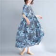 thumbnail image 3 of Vestido suelto de mujer Estampado floral Tallas grandes con bolsillos Mangas cortas Cuello redo CACAGOO Vestido, 3 of 7