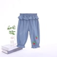 thumbnail image 2 of Summer Saving! Yievot 2-6 Years Summer Kids Denim Pants Cute Strawberry Embroidered Waistband Leisure Loungewear Homewear Girls Jean Pants 2024 Spring Baby Outfits Gifts on Clearance, 2 of 3