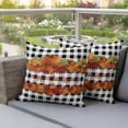 thumbnail image 4 of Pumpkin Happy Thanksgiving Pillow Covers 2 Pack Maple Leaf Plaid Fall Pillowcase Waterproof Outdoor Throw Pillow Cover for Patio Garden Square Cushion 26”x26”, 4 of 9