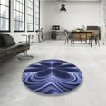 thumbnail image 3 of Ahgly Company Indoor Round Patterned Midnight Blue Area Rugs, 5' Round, 3 of 6