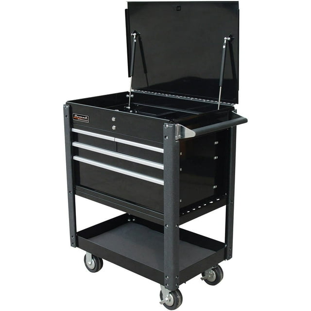 H2PRO BK06032000 Chariot de Service Professionnel Série 4 Tiroirs 35 Pouces, Noir
