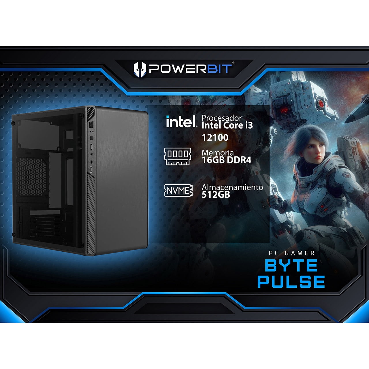 PC de Escritorio Powerbit Byte Pulse: Intel Core i3 12100, RAM 16GB ...