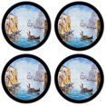 thumbnail image 2 of Silicone Non-Slip Drink Coasters with Removable Printed Absorbent Felt Pad - Set of 4 - Lovers Gondola Ride, 2 of 3