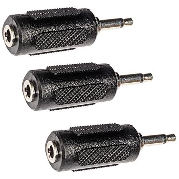 3 Pack Stereo to Mono Mini Plug Adapter - Female to Male