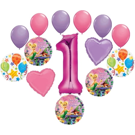 Tinkerbell Party Supplies 1st Sweet Birthday Wishes Balloon Bouquet Decorations - Pink 1