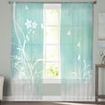 thumbnail image 5 of Green Grass Flower Butterfly Tulle Curtains for Living Room Bedroom Modern Chiffon Sheer Kitchen Curtains, 5 of 7