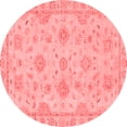 thumbnail image 1 of Ahgly Company Machine Washable Indoor Round Abstract Red Modern Area Rugs, 5' Round, 1 of 4