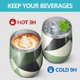 thumbnail image 4 of 12oz Stemless Wine Tumblers Green and Beige Modern Art Geometric Vacuum Insulated Stainless Steel Travel Tumbler Cups Mug with Lid and Straw for Champaign,Cocktail,Beer with Cleaning Brush, 4 of 5