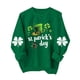 thumbnail image 1 of Camiseta de Manga Larga sin Capucha de Manga Larga de Moda Suelta de Manga Larga Impresa Por el Día de San Patricio para las Mujeres con Poliéster Suave, Top Transpirable, 1 of 5