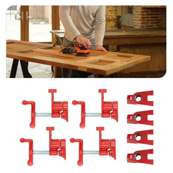 4 Packs Wood Gluing Pipe Clamp 3/4" Heavy Duty PRO Woodworking Cast Iron
