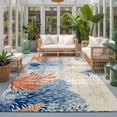 thumbnail image 2 of 4'x6' Area Rugs, Orange Navy Blue Coral Indoor Outdoor Area Rug for Living Room Bedroom, Summer Beach Coastal Retro Washable Bathroom Rugs Kitchen Floor Carpet Mats Home Decor Aesthetic, 2 of 8
