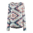 thumbnail image 4 of USSUMA Shirts for Women Graphic Tees - Long Sleeve Blouses For Women Oversized Boho Comfort Scoop Neck Women Shirt Tops Feather Landscape Print Blouses For Women, 4 of 5
