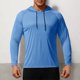 thumbnail image 1 of pstuiky Camisas de manga larga abrigadas para hombre, Blusa deportiva informal de color liso con capucha y manga larga raglán con cordón y resistente al sol para hombre tops de invierno para hombre m, 1 of 5