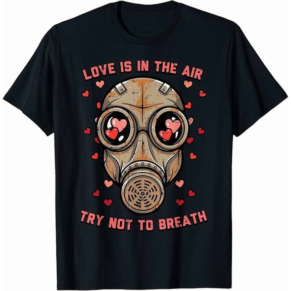 Funny Gas Mask Hearts Anti-Valentine Men Women Short Sleeve Graphic Tee