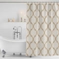 thumbnail image 3 of Beige Moroccan Shower Curtain, Waterproof Shower Curtains for Bathroom, Morocco Geometric Quatrefoil Lattice Washable Fabric Bathtub Curtain Set Bath Decor with 12 Hooks Long 72"x84", 3 of 8