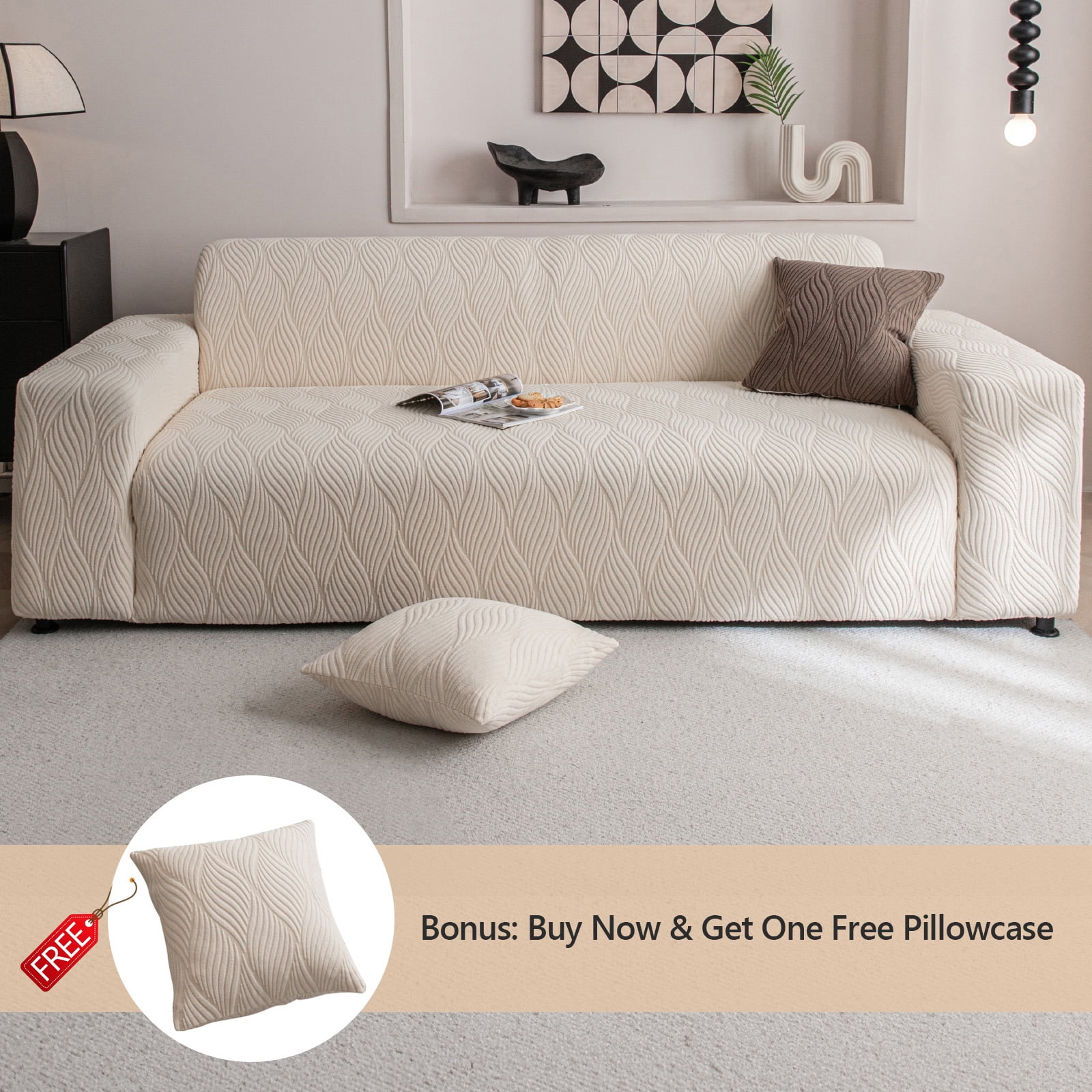 ANMINY Stretch Sofa Covers Couch Covers Furniture Protector Sofa Slipcover Leaf Pattern 2-seater (57"-73")