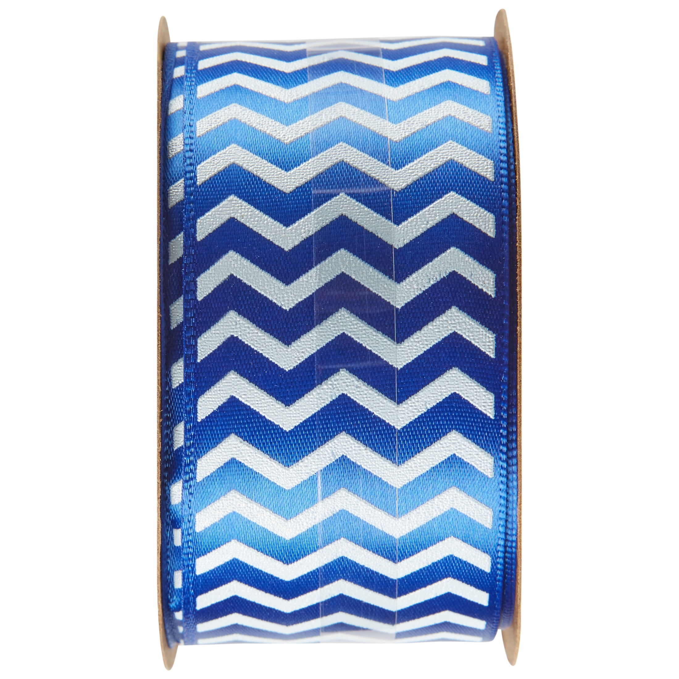 Offray Ribbon, Chevron Royal Blue 1 1/2 inch Single Face Satin Polyester Ribbon for Sewing, Crafts, and Gifting, 9 feet, 1 Each