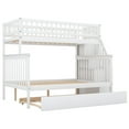 thumbnail image 3 of Euroco Twin Over Full Bunk Bed with Trundle and Stairs for Kids Teens, White, 3 of 11