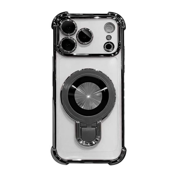 17prox Case with Ring Stand 360Â°Ring Holder Kickstand [Support Car Mount] Rose Gold Plating Edge Slim Shockproof Protective Phone Case Cover for 17prox, Black