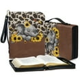 thumbnail image 4 of ZUXONGSY Cow Spot Butterfly Elephant Sunflower Print PU Leather Bible Cover Large Bible Cover Bag for Women Men Lightweight Bible Study Tools with Detachable Wristlet Strap Bible Gift, XL, 4 of 7